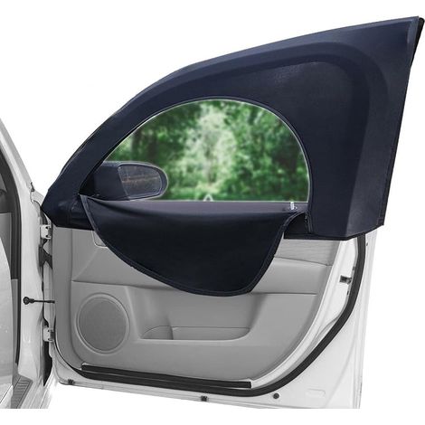 Lot de 2 Chaussette Voiture Soleil Protection Solaire moustiquaire Voiture,58 x 50cm pare soleil voiture enfant Avec fermeture éclair - Protection contre la poussière cache vitre voiture (1/5)
