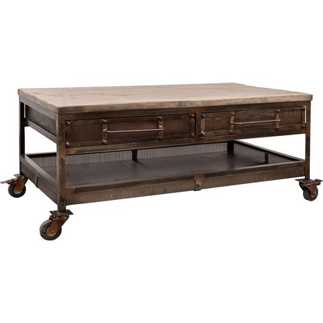 tavolino da salotto in legno di Mango 110x60x50 marrone laccato HEAVY INDUSTRY 222 (1/3)