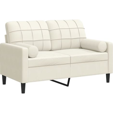 Canapé 2 places,Sofa pour Salon,Banquette avec oreillers décoratifs crème 120 cm velours CFW827461 (1/5)