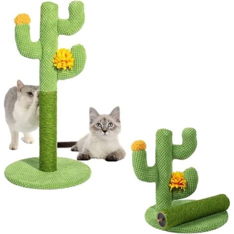 Rascador para gatos Cactus, poste de cuerda de yute natural duradero, base estable para gatitos y gatos adultos de interior, 60 x 30 cm