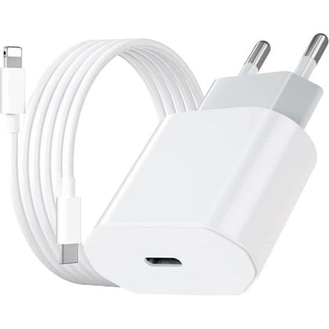 Lot de 2 chargeurs pour iPhone, adaptateur et câble de charge rapide USB-C 20 W, kit de charge rapide pour iPhone et iPad (1/3)