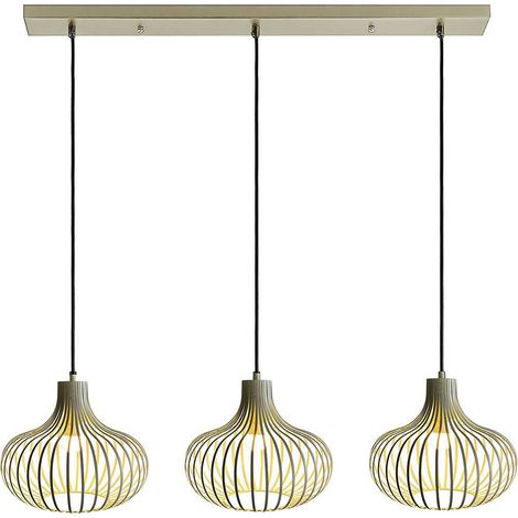 Hängelampe Pendellampe Esstischlampe 3 flammig Wohnzimmerlampe creme sand H150cm (1/5)