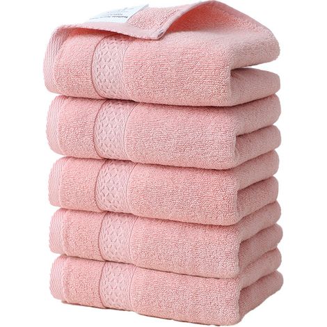 Filiyano-Lot de 5 serviettes de toilette en pur coton, douces et absorbantes, roses / 30 x 50 cm (1/3)