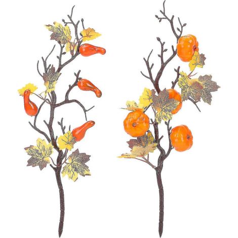 2 branches de citrouille artificielles pour Thanksgiving, fruits simulés, décoration de citrouille (1/4)