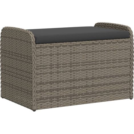 Storage Bench with Cushion Grey 80x51x52 cm Poly Rattan vidaXL