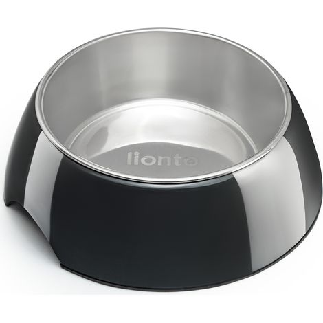 lionto Futter- & Wassernapf für Katzen, hochwertiger Edelstahlnapf im bruchsicheren Melamin-Gehäuse, 210 ml, schwarz