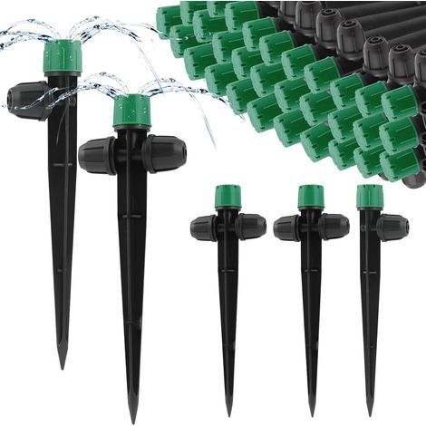 Lot de 35 émetteurs d'irrigation goutte à goutte, 2 formes, pièces de pulvérisateur d'irrigation goutte à goutte verrouillées pour tuyau de 6,35 mm, réglable à 360 degrés, 8 trous avec verrou (1/5)
