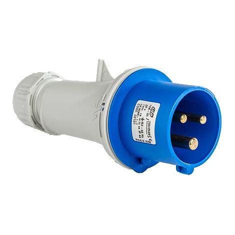 Base enchufe industrial macho 2P+T 250V IP44 aerea  Azul 16 A (1/2)