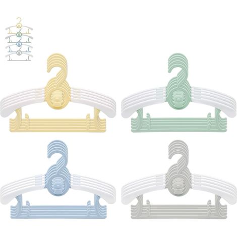Cintres Pour Bébé - Réglables 28 À 36 Cm - Antidérapants Avec Encoches - Design Ours Coloré - Pour Vêtements Nouveau-Né À Adolescent - Lot De 40 (1/5)