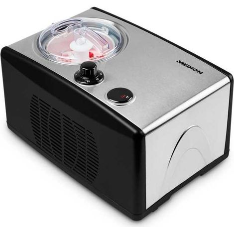 MEDION Sorbetiere et yaourtiere électrique en aluminium avec compresseur, machine a glace d'une capacité d'1,5 litre (correspo