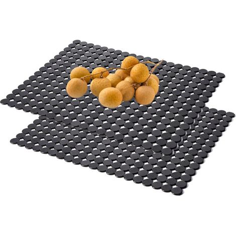 Tapis d'évier - Protection d'évier - Égouttoir à vaisselle - Accessoires de cuisine - PVC écologique - Noir - 30 x 40 cm - Lot de 2