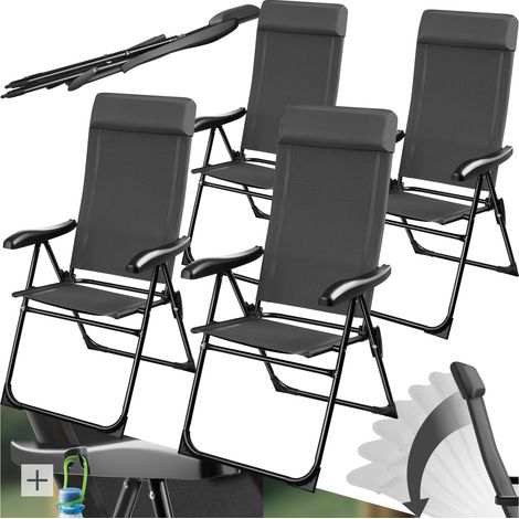 Set di 4 sedie da campeggio pieghevoli in alluminio con poggiatesta (1/5)