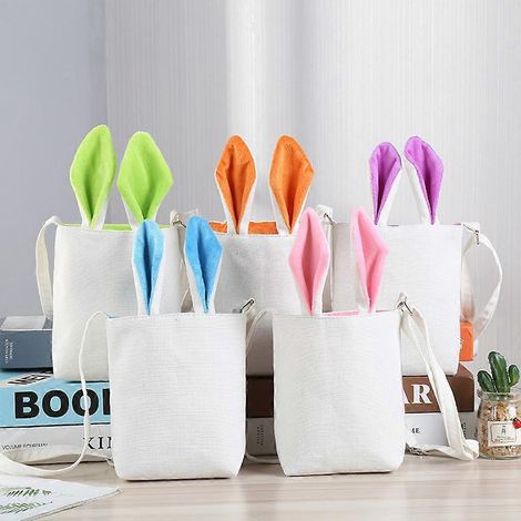 Sac à oreilles de lapin de Pâques en toile, cabas, sac à bandoulière pour les fêtes (1/4)