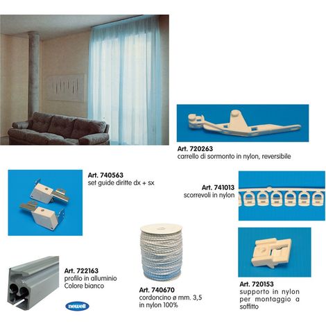 Binari Curvi per Tende 50 x 20 cm FERLIVING - in Alluminio e PVC (1/2)