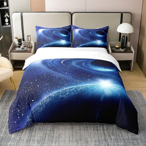 3D Universe Planet Galaxy Printed Bedding Set Duvet Cover 220 x 240 cm 100% Cotton Space Starry Sky Bedding Children Beds Set with 2 Pillowcases (1/5)