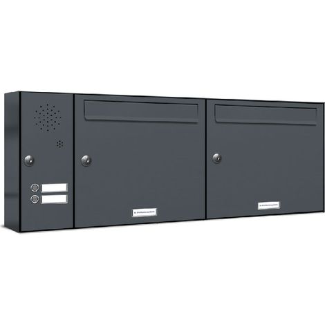 2er Briefkasten Anlage Aufputz - Wandmontage RAL 7016 Anthrazit Klingel (1/5)