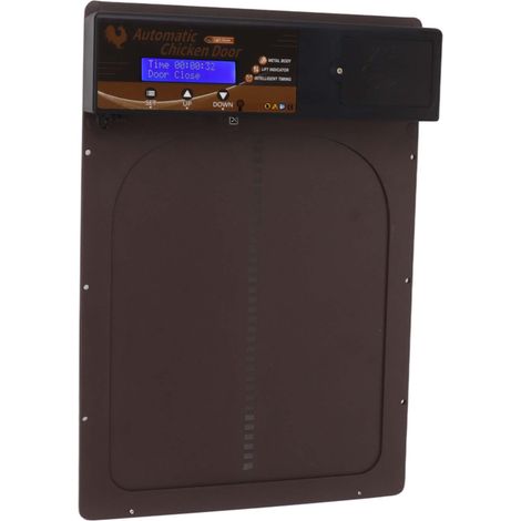 Porte de poulailler 100-240 V, capteur de luminosité, minuterie, étanche, automatique, marron, prise européenne (1/5)