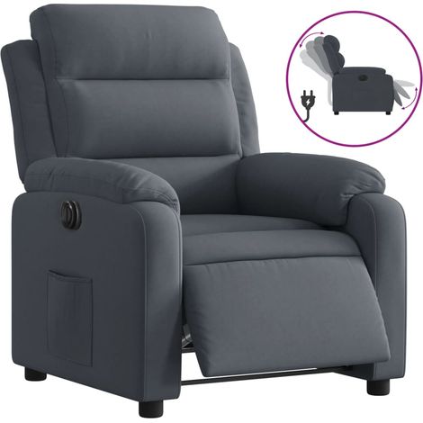 Maison Exclusive - Poltrona Elettrica Reclinabile Grigio Scuro in Vera Pelle