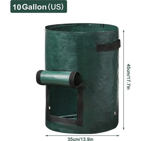 Sacs de culture pour plantes (10 gallons - US - 35 x 45 cm) en polyéthylène avec poignée, pour légumes, pommes de terre et oignons, pots de jardin d'extérieur. (1/4)