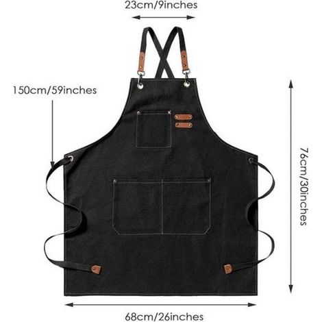 1 Tablier,Toile de coton,3 poches,Bretelles croisées,Cuisine,Barbecue,Jardinage (1/4)