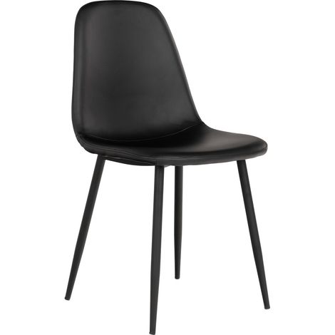 Set 2 sedie da pranzo Stockholm in ecopelle nera con gambe in metallo