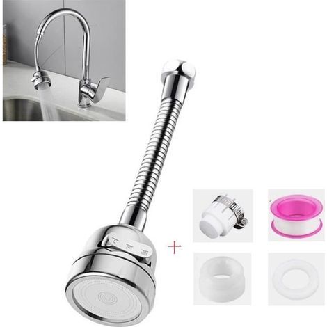 Nifogo 360° Portable Rotating Faucet, Faucet Head Nozzle Filter, 3 Adjustable Modes, Water Saving Device (Silver) (1/4)