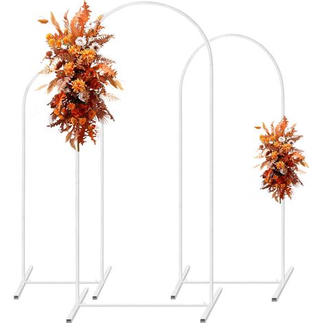 Set de 3 portants pour arche de cérémonie – Métal blanc – Style 2 – Support fond de scène pour mariage, baby shower, anniversaire (1/5)