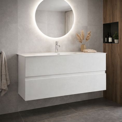 Mobile bagno sospeso bianco lucido 100 cm legno truciolare bilaminato elegante e moderno per arredo bagno contemporaneo