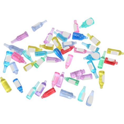 Lot de 50 mini bouteilles de vin miniature artisanales, simulation innovante pour décoration de maison de poupée, gâteau et accessoire de fête. (1/5)