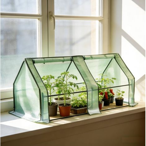 Invernadero de jardín 180x90x90 cm verde en polietileno y acero con ventilación y techo a dos aguas (1/5)