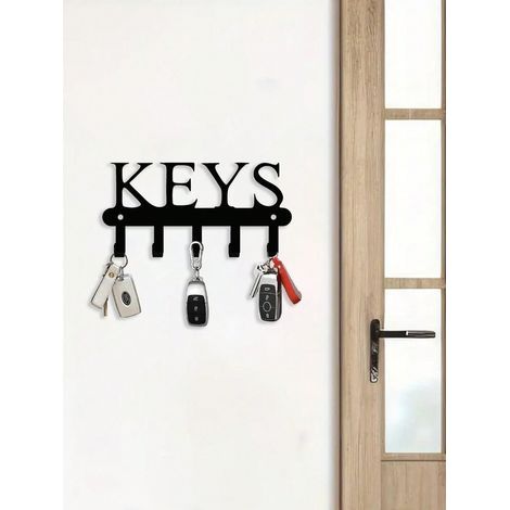 schwarzer, wandmontierter Schlüsselhalter aus Metall, dekorativer Haken zum Aufhängen von Schlüsseln, Handtüchern, Kleidung – Organizer für Eingangsbereich, Küche, Büro, robuster Metallhaken für den t (1/5)