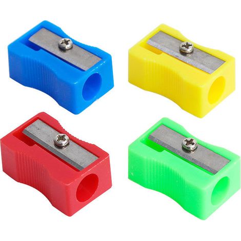 Plastique Carré Petit Taille-Crayon Taille-Crayon Taille-Crayon Taille-Crayon Étudiant Enfants Papeterie Taille-Crayon 4pcs Couleur Aléatoire (1/4)