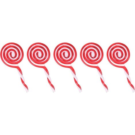Sucette Décorative Noël - Bonbon Géant Rouge Et Blanc - Ornement Suspendu Pour Sapin Et Fenêtre - Lot De 5 Pièces (1/5)
