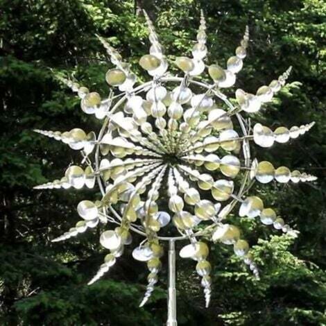 Éolienne cinétique 3D en métal, décoration de jardin à énergie éolienne, sculpture solaire pour pelouse cour et patio extérieur (1/4)