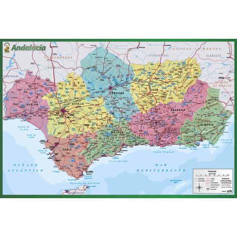 Didaktische Posterkarte von Andalusien