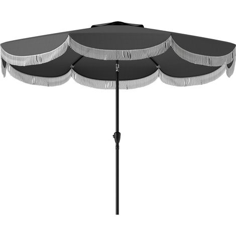 Sonnenschirm Ø 269 cm achteckig mit UV-Schutz, Balkonschirm Sonnenschutz für Garten und Terrasse, Dunkelgrau
