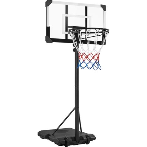 Homevive Canasta de Baloncesto para Exteriores/Interiores Altura Ajustable 182-213 cm Canasta Portátil con Ruedas con Base de lastre para Niños y Adultos Negro/Blanco