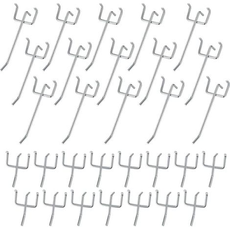 30 Pièces Crochets pour Panneaux Perforés, Crochets Panneau Perforé Porte Mural, Crochets Muraux pour Organiser Outils Établi Rayonnages - 10cm/5cm (1/5)