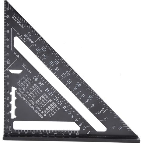 Équerre à angle droit noire de 7 pouces, équerre en profilé aluminium, équerre de menuiserie, rapporteur. (1/5)