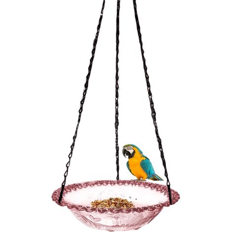 Hängende Vogeltränke, Vogeltränke für den Außenbereich, runde hängende Vogelfutterstation mit Kette, Wildfutterstation, dekorative, stabile Kolibri-Bewässerungsstation aus Metall, ideal für Balkon und