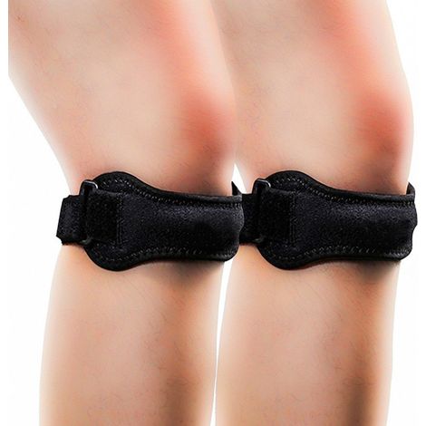 Lot de 2 genouillères stabilisatrices pour soulager les douleurs aux genoux. Idéales pour la randonnée, le football, le basketball, la course à pied, (1/3)