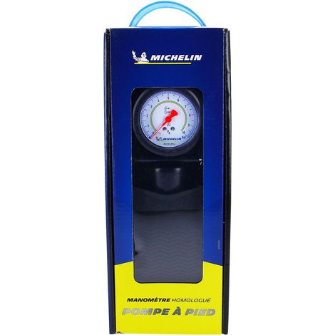 Michelin – Pompe à pied Simple BLACK – Manomètre homologué – Gonflage jusqu'à 7 bars – Corps métallique robuste – Système de verrouillage rapide