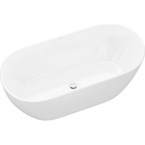 BERNSTEIN - Baignoire îlot Acrlique ovale 180x80x59cm Blanc brillant + Bonde et trop plein - JAZZ PLUS 2.0