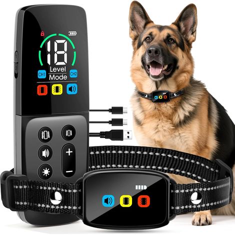 Collier anti-aboiement télécommandé LCD étanche IP67 rechargeable (1/5)