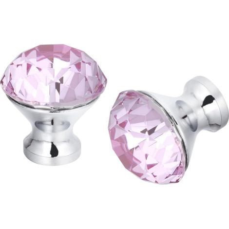 Poignées de Porte en Cristal Rose 2pcs, Bouton de Tirage pour Tiroir et Armoire, Alliage de Zinc et Verre, Trou Unique, Décoration Intérieure Classique et Élégante (1/5)