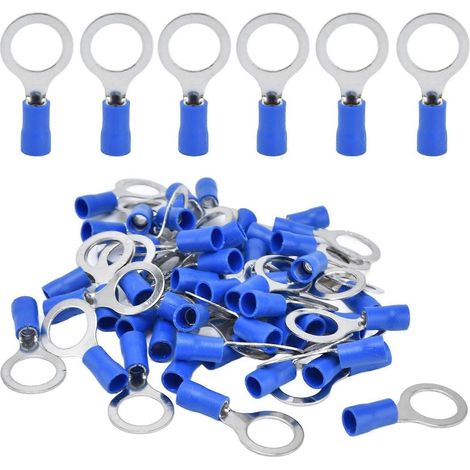 50 Stück isolierte Ringkabelschuhe, Crimpverbinder für elektrische Drähte, Kupfer, AWG 12–10 RV 5,5–12