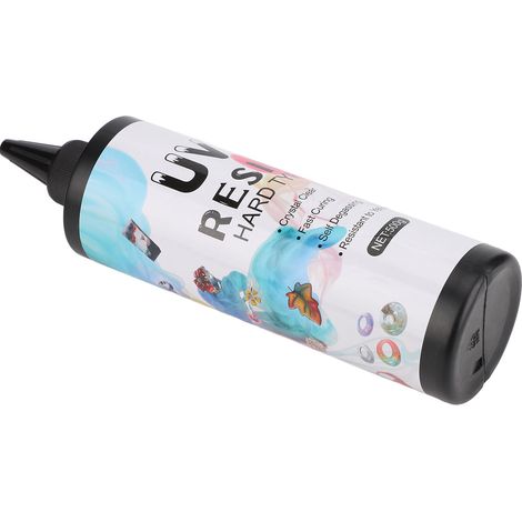 UV-Harz, handgefertigt, transparent, vergilbungsfrei, schnellhärtend, klarer UV-Kleber für Bastel- und Dekorationszwecke, 500 g (1/5)