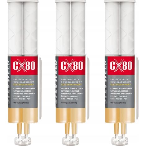 CX80 SILV WELD Colle époxy universelle pour métal et verre, incolore, 3 x 24 ml