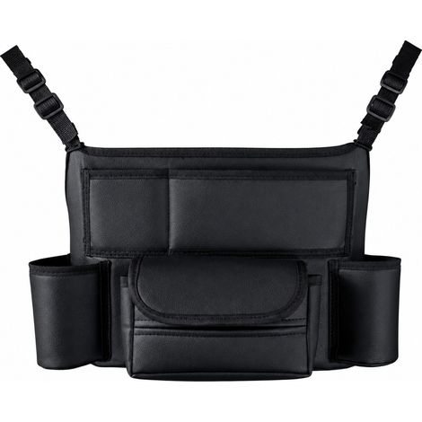 Pochette de rangement pour voiture entre les sièges avec porte-gobelet, organisateur multifonction, noir (1/5)