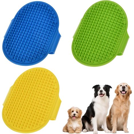 3 Pieces Dog Grooming Brushes, Adjustable Handle, Soft Rubber, Suitable for Bathing, Massage and Grooming of Long and Short Hair Pets (1/5)